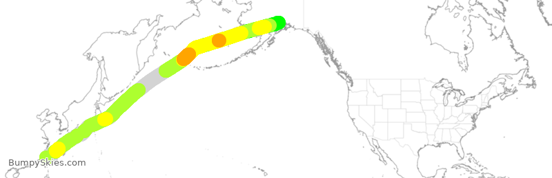 Turbulence forecast map for CAL5236, TPE to ANC