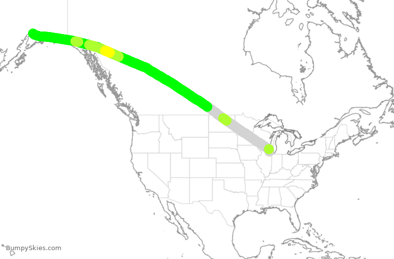 Turbulence forecast map for CAL5239, ORD to ANC