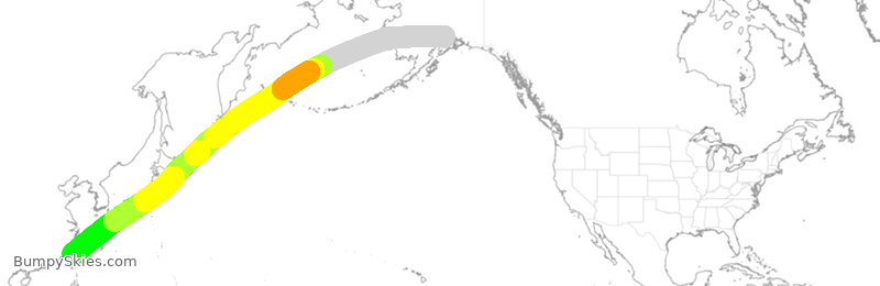 Turbulence forecast map for CAL5265, ANC to TPE