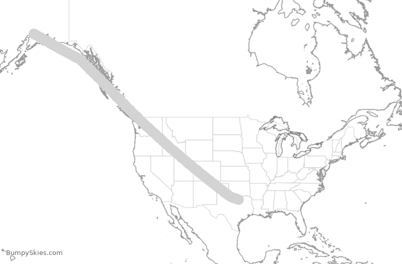 Turbulence forecast map for CAL5267, DFW to ANC