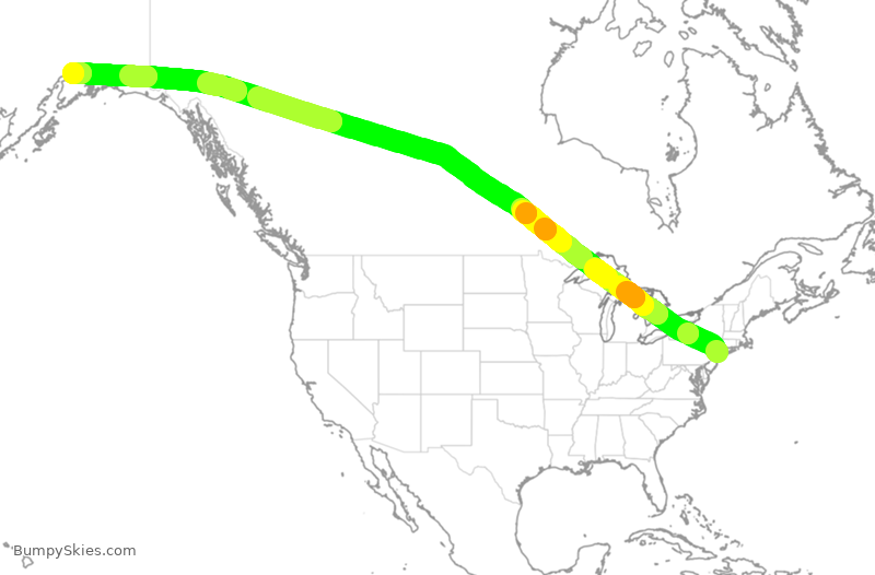 Turbulence forecast map for CAL5309, JFK to ANC