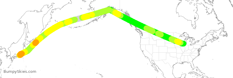 Turbulence forecast map for CAL5314, JGG to ORD