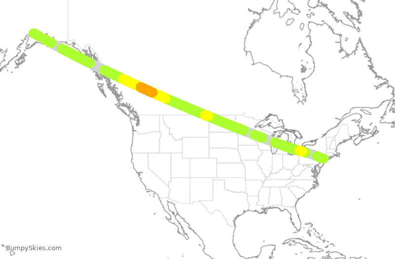 Turbulence forecast map for CAL5322, ANC to JFK