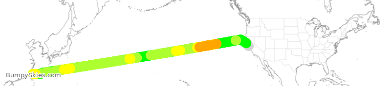 Turbulence forecast map for CAL5345, SFO to CTP