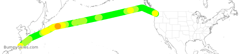 Turbulence forecast map for CAL5381, SEA to TPE