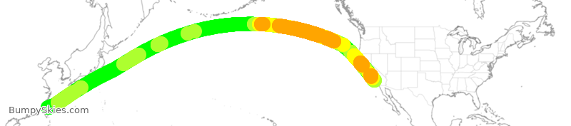 Turbulence forecast map for CAL8, TPE to LAX