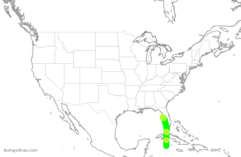 Turbulence forecast map for CAY200, GCM to TPA