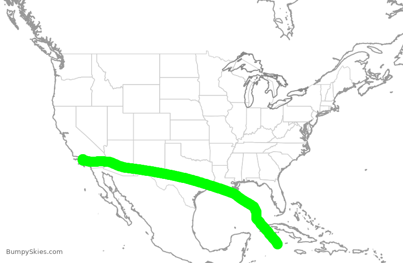 Turbulence forecast map for CAY481, LAX to GCM