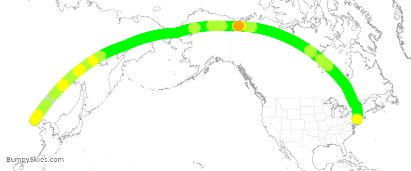 Turbulence forecast map for CCA015, PEK to JFK