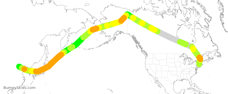 Turbulence forecast map for CCA078, JFK to PEK