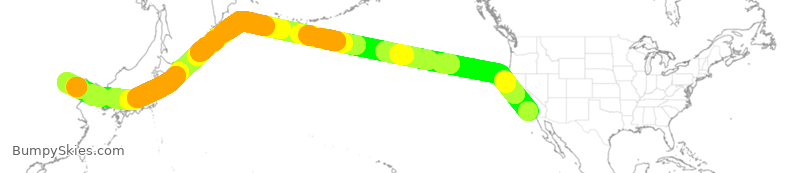 Turbulence forecast map for CCA1058, LAX to PEK