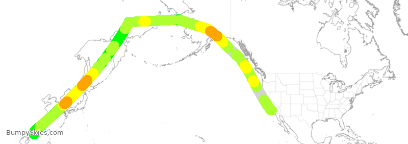 Turbulence forecast map for CCA3126, LAX to SZX