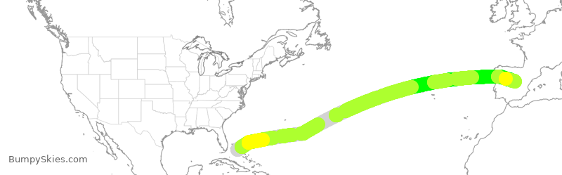 Turbulence forecast map for CCA590, NAS to MAD