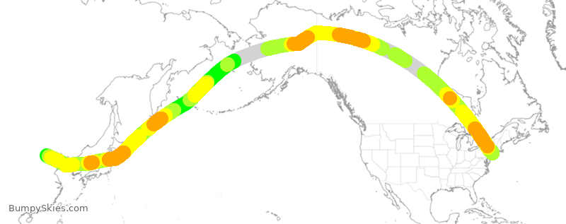 Turbulence forecast map for CCA622, JFK to PEK