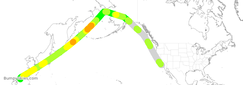 Turbulence forecast map for CCA770, LAX to GSZ