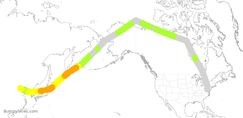 Turbulence forecast map for CCA818, IAD to BAA