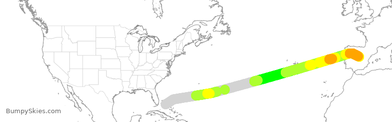Turbulence forecast map for CCA866, NAS to MAD