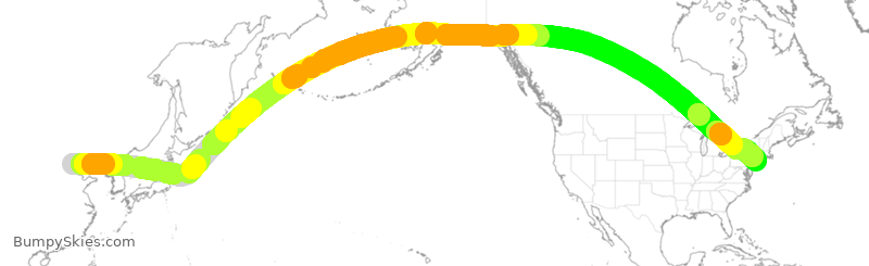 Turbulence forecast map for CCA981, PEK to JFK