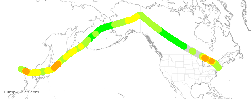 Turbulence forecast map for CCA982, JFK to BAA