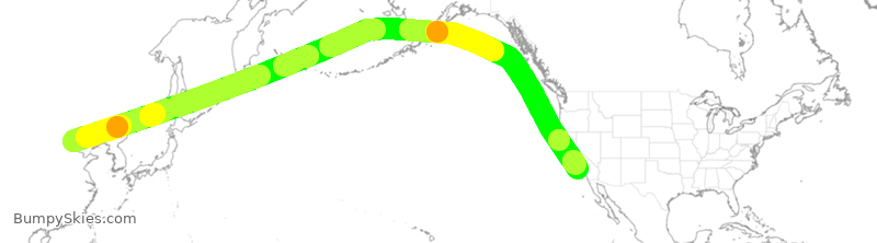 Turbulence forecast map for CCA983, PEK to LAX