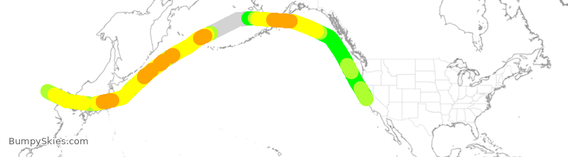 Turbulence forecast map for CCA985, BAA to SFO