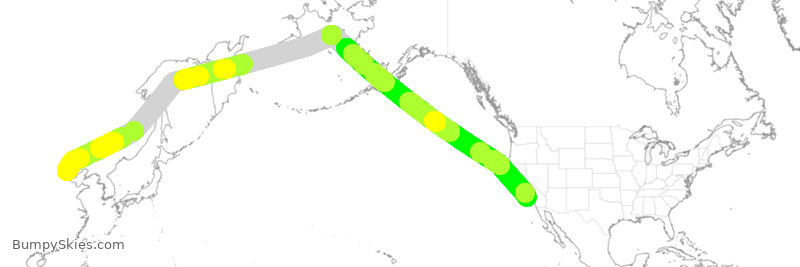 Turbulence forecast map for CCA987, BAA to LAX