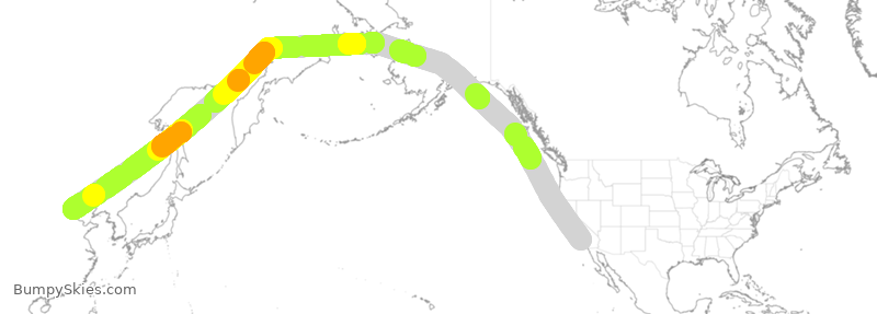 Turbulence forecast map for CCA988, LAX to PEK