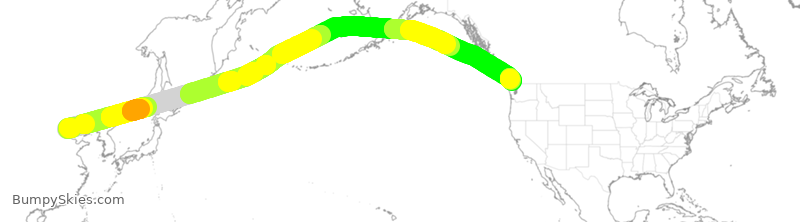 Turbulence forecast map for CCA991, BAA to YVR
