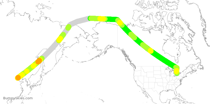 Turbulence forecast map for CCA993, BAA to YYZ
