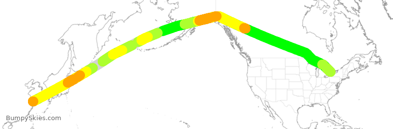 Turbulence forecast map for CES207, SPD to YYZ