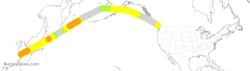 Turbulence forecast map for CES581, SPD to YVR