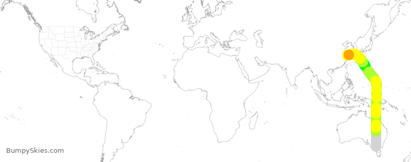 Turbulence forecast map for CES738, MEL to PVG