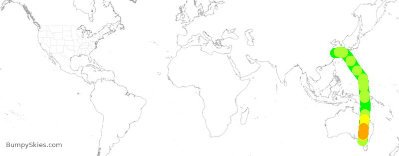 Turbulence forecast map for CES740, MEL to PVG