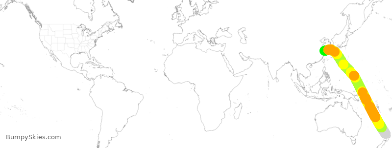 Turbulence forecast map for CES746, AKL to PVG