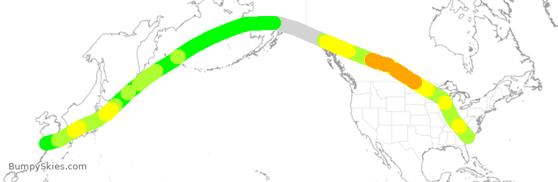 Turbulence forecast map for CES799, CHS to PVG