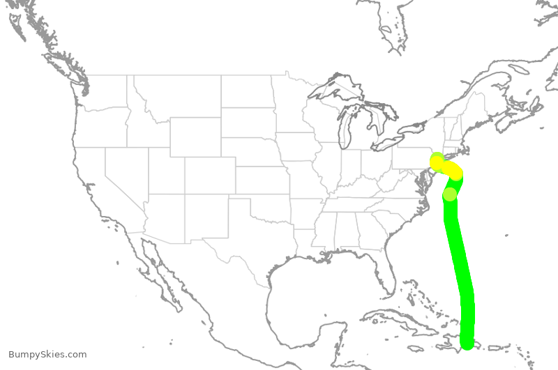 Turbulence forecast map for CEY625, TEB to BCT