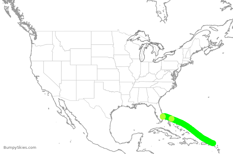 Turbulence forecast map for CEY626, BCT to QPF