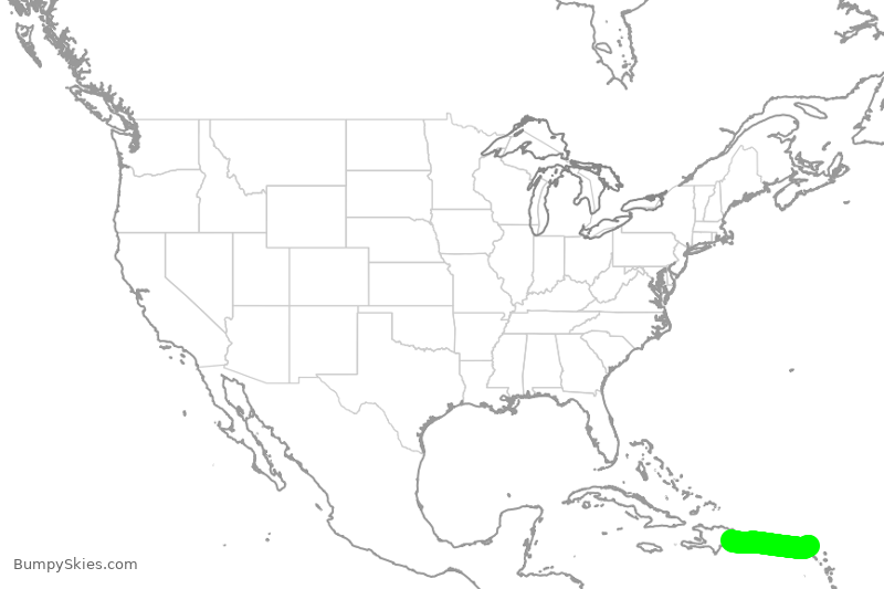 Turbulence forecast map for CEY627, QPF to DJB
