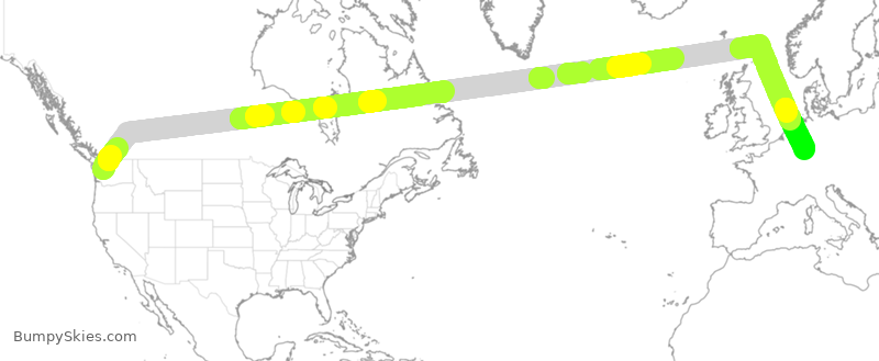 Turbulence forecast map for CFG033, SEA to DDF