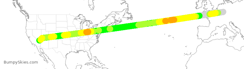 Turbulence forecast map for CFG062, FRA to LAS