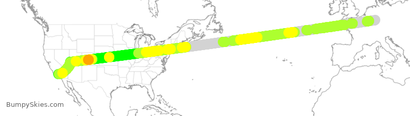 Turbulence forecast map for CFG080, DDF to LAX