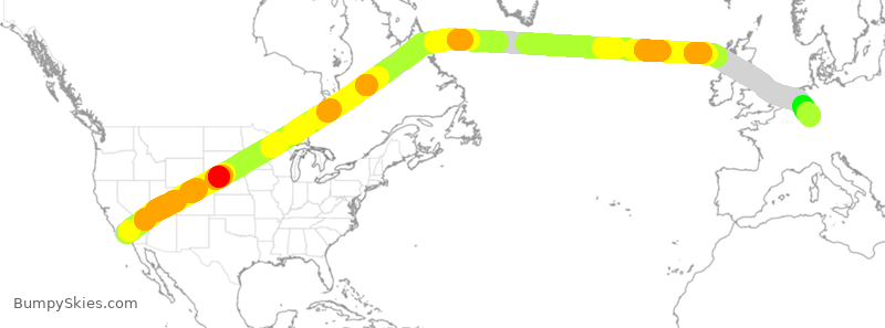 Turbulence forecast map for CFG081, LAX to FRA