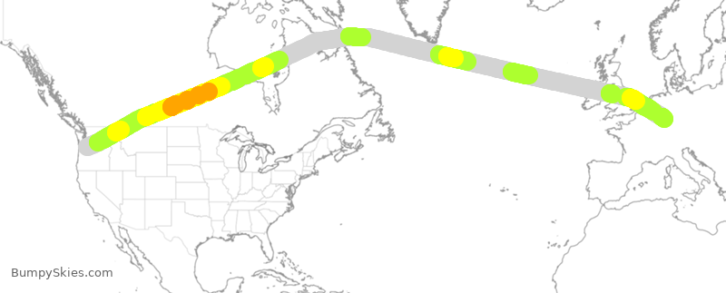 Turbulence forecast map for CFG091, PDX to FRA