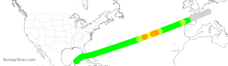 Turbulence forecast map for CFG114, FRA to CUN
