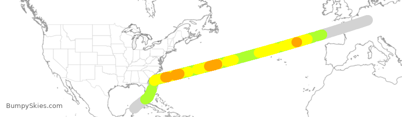 Turbulence forecast map for CFG116, FRA to CUN