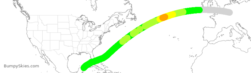 Turbulence forecast map for CFG118, FRA to CUN
