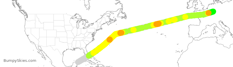Turbulence forecast map for CFG119, MUN to DDF
