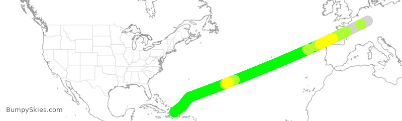 Turbulence forecast map for CFG144, FRA to POP