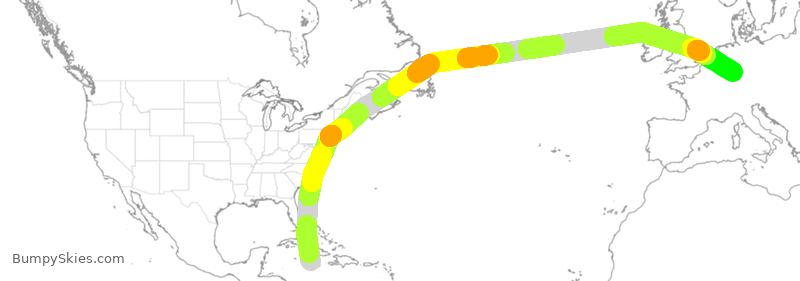 Turbulence forecast map for CFG163, MBJ to FRA
