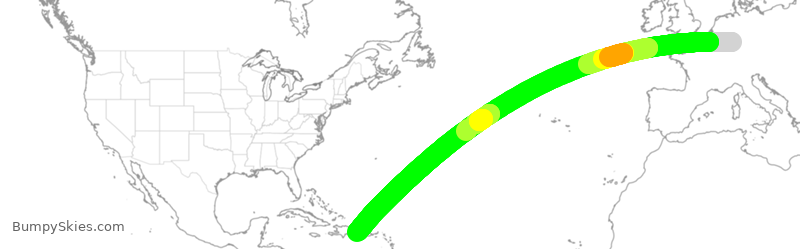 Turbulence forecast map for CFG164, FRA to PUJ